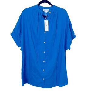Never A Wallflower Bright Blue Elastic Sleeve Peasant Dress women’s size xs NWT